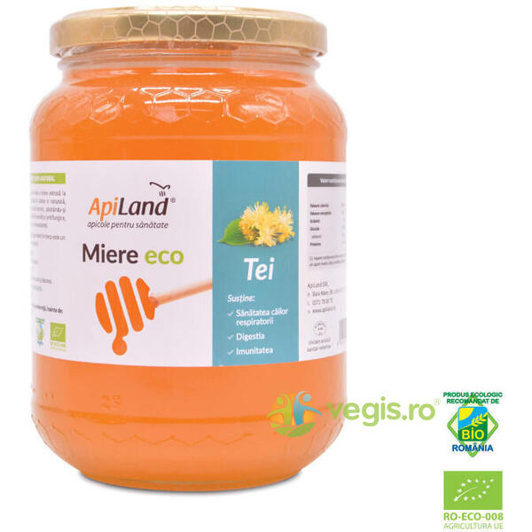 Miere de Tei Ecologica/Bio 500g, APILAND, Alimente BIO/ECO, 1, Vegis.ro