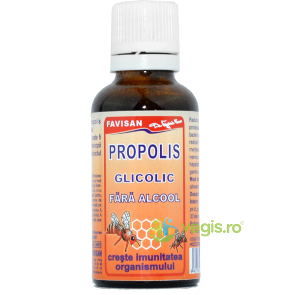 Propolis Glicolic Fara Alcool 30ml, FAVISAN, Raceala & Gripa, 1, Vegis.ro