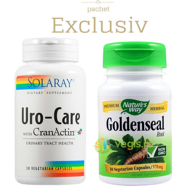 Uro-Care With Cranactin 30Cps + Goldenseal 30cp -Pachet Infectii Urinare, EXCLUSIV, Capsule, Comprimate, 1, Vegis.ro
