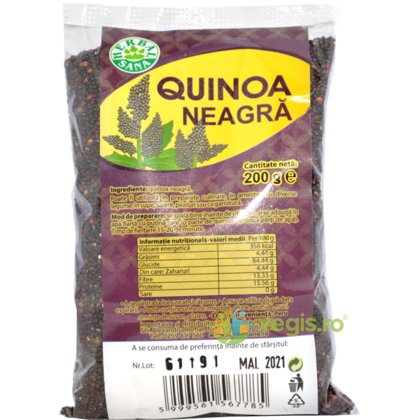 Quinoa Neagra 200g, HERBAVIT, Cereale boabe, 1, Vegis.ro