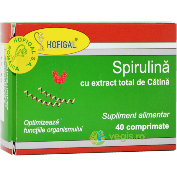 Spirulina cu Extract Total de Catina 40cpr, HOFIGAL, Capsule, Comprimate, 1, Vegis.ro