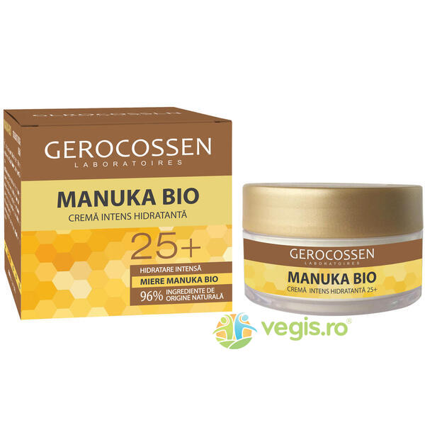 Crema Intens Hidratanta 25+ Manuka Bio 50ml, GEROCOSSEN, Cosmetice cu Miere de Manuka, 1, Vegis.ro