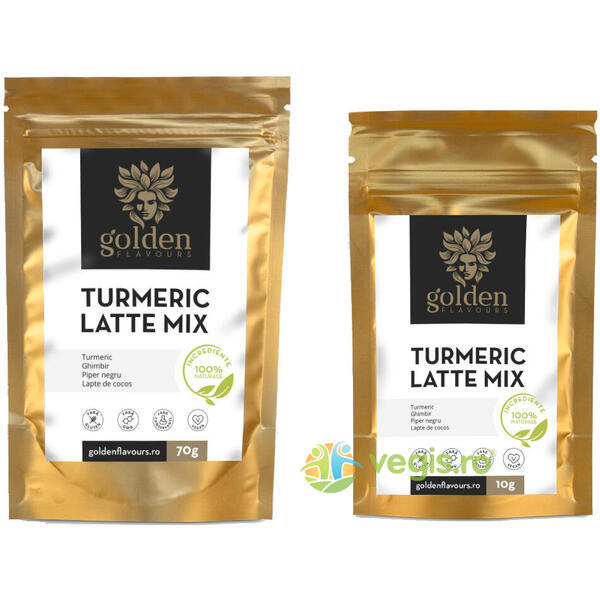 Turmeric Latte Mix 70g +10g GRATIS, GOLDEN FLAVOURS, Sucuri, Siropuri, Bauturi, 1, Vegis.ro