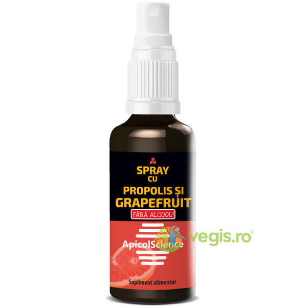 Spray cu Propolis si Grapefruit fara Alcool 50ml, APICOLSCIENCE, Produse Apicole Naturale, 1, Vegis.ro