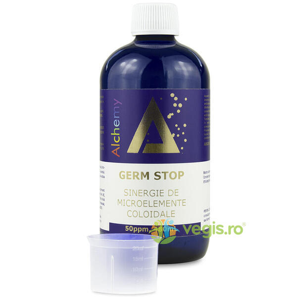 Germ Stop Sinergie de Argint, Cupru si Aur Coloidal (50ppm) 480ml, PURE ALCHEMY, Suplimente Lichide, 1, Vegis.ro