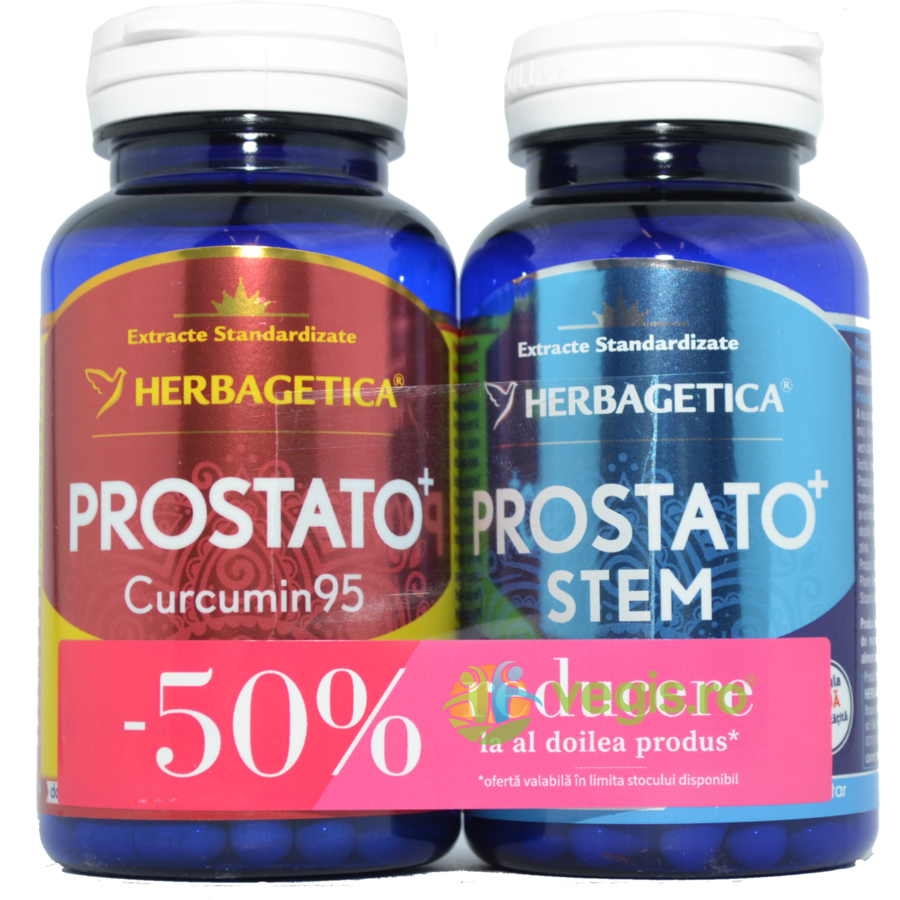 Pachet Prostato Curcumin 95 60cps + Prostato Stem 60cps (50% reducere la al doilea produs) Herbagetica