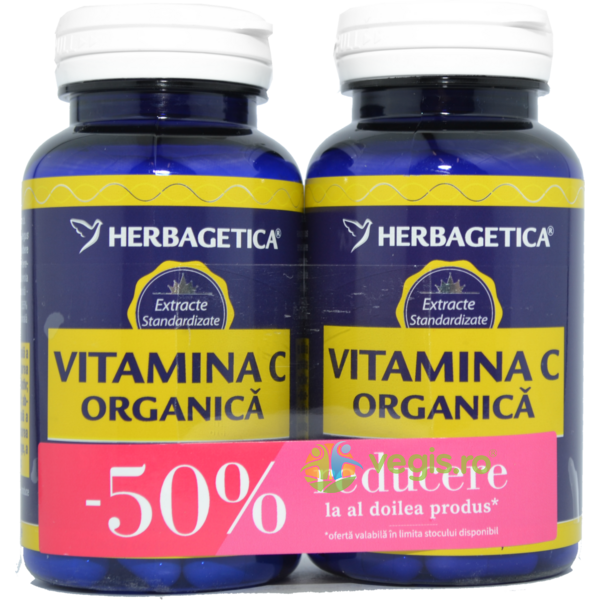 Vitamina C Organica 60cps Pachet 1+1-50%, HERBAGETICA, Pachete Suplimente, 1, Vegis.ro