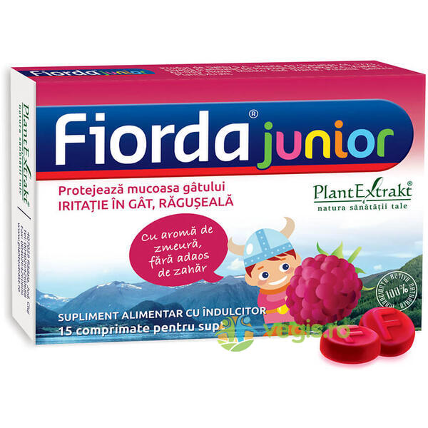 Fiorda Junior cu Aroma de Zmeura 15cpr, PLANTEXTRAKT, Remedii Capsule, Comprimate, 1, Vegis.ro