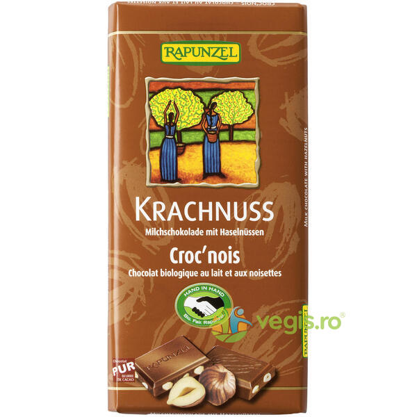 Ciocolata din Lapte Integral cu Alune Ecologica/Bio 100g, RAPUNZEL, Dulciuri & Indulcitori Naturali, 1, Vegis.ro
