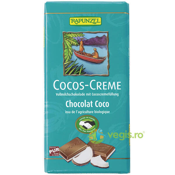 Ciocolata cu Crema de Cocos Ecologica/Bio 100g, RAPUNZEL, Dulciuri & Indulcitori Naturali, 1, Vegis.ro