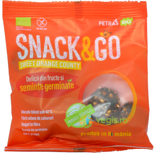 Snack & Go (Gustari) cu Portocale si Seminte Germinate Ecologice/Bio 40g, PETRAS BIO, Gustari, Saratele, 1, Vegis.ro