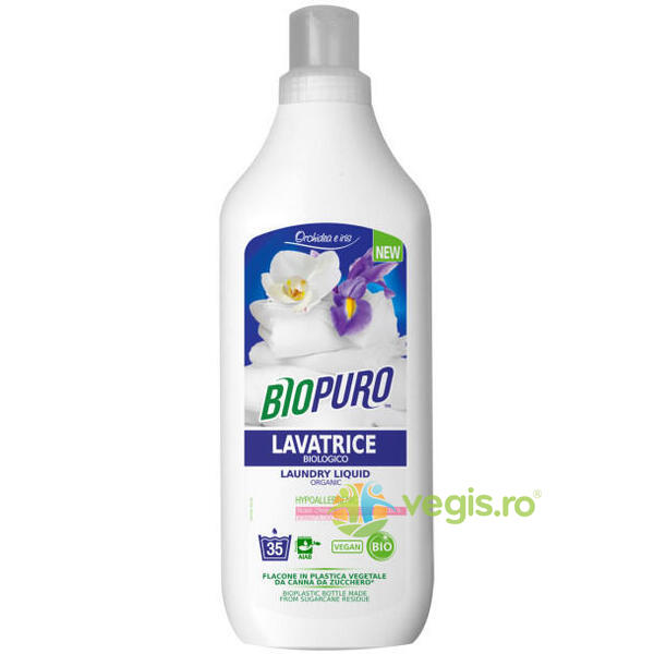 Detergent Lichid Hipoalergenic pentru Rufe Albe si Colorate Ecologic/Bio 1000ml, BIOPURO, Detergenti de Rufe, 2, Vegis.ro