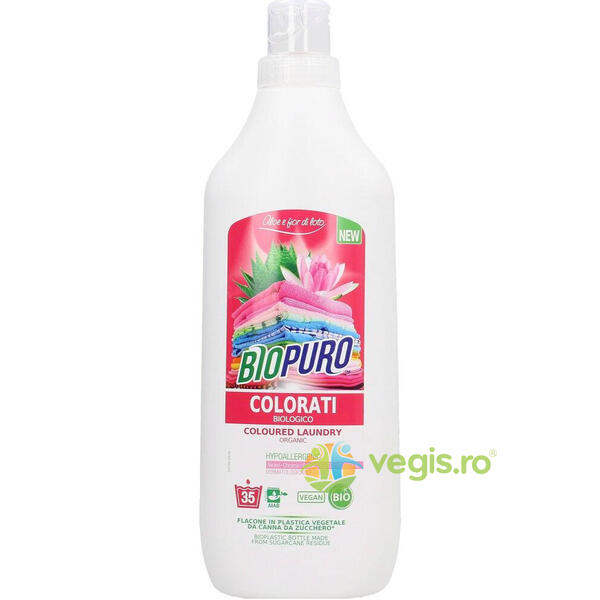 Detergent Lichid hipoalergenic pentru Rufe Colorate Ecologic/Bio 1000ml, BIOPURO, Detergenti de Rufe, 1, Vegis.ro