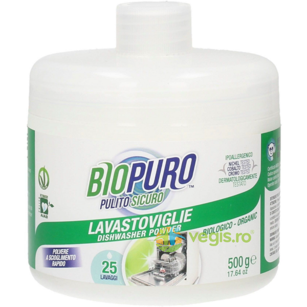 Detergent Pudra pentru Masina de Spalat Vase Ecologic/Bio 500g, BIOPURO, Detergent Vase, 1, Vegis.ro