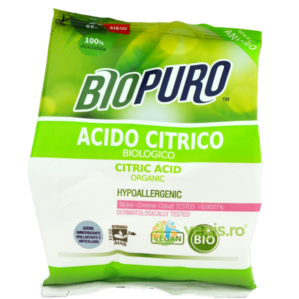 Acid Citric pentru Menaj Ecologic/Bio 450g, BIOPURO, Produse de Curatenie Casa, 1, Vegis.ro