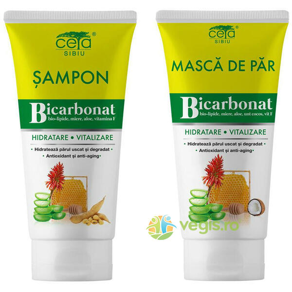 Masca + Sampon cu Bicarbonat  pentru Hidratare si Vitalizare 150ml + 200ml, CETA SIBIU, Cosmetice Par, 1, Vegis.ro
