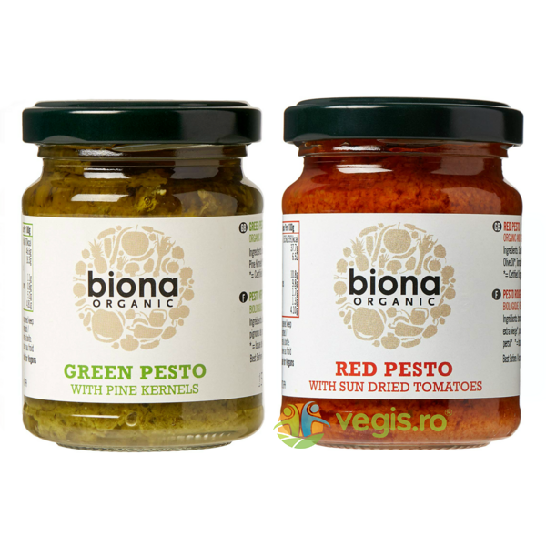 Pesto Verde Ecologic/Bio 120g + Pesto Rosu Ecologic/Bio 120g, BIONA, Alimente BIO/ECO, 1, Vegis.ro