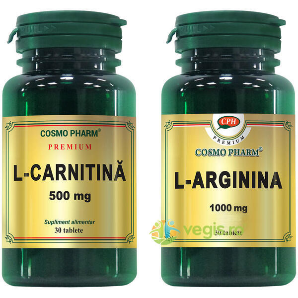 L-Carnitina 500mg 30tb + L-Arginina 30tb, COSMOPHARM, Pachete Suplimente, 1, Vegis.ro