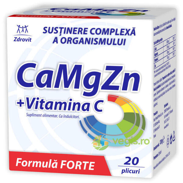 Ca+Mg+Zn+Vit C Forte 20dz, ZDROVIT, Vitamine, Minerale & Multivitamine, 1, Vegis.ro