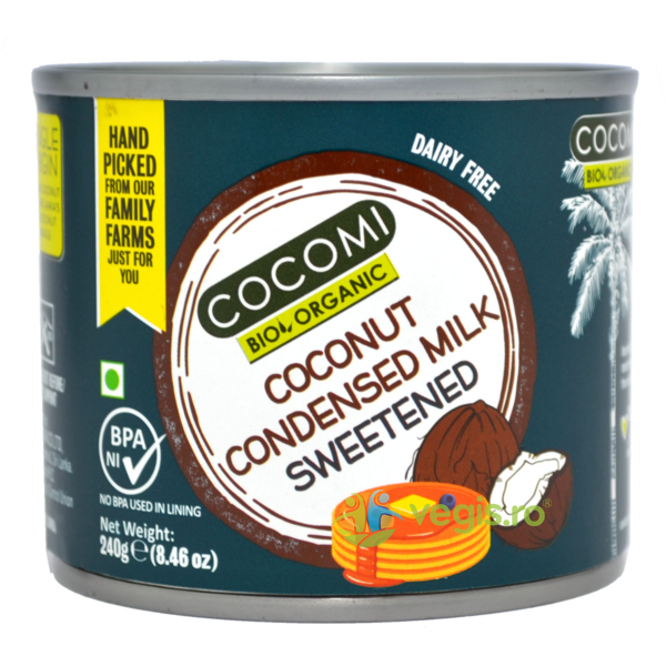 Lapte de Cocos Condensat Indulcit Ecologic/Bio 240g, COCOMI, Produse din Nuca de Cocos, 1, Vegis.ro