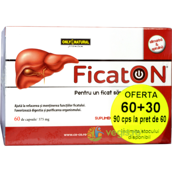 FicatON 575mg 60cps + 30cps, ONLY NATURAL, Capsule, Comprimate, 4, Vegis.ro