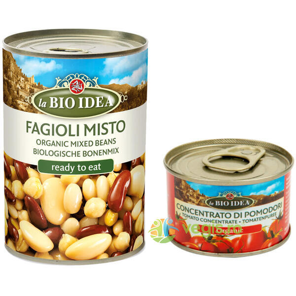 Fasole Mix in Doza Ecologica/Bio 400g + Concentrat din Rosii Italiene Ecologic/Bio 70g, LA BIO IDEA, Conserve Naturale, 1, Vegis.ro
