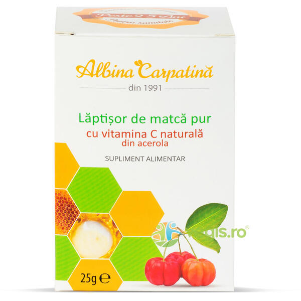 Laptisor De Matca Pur cu Vitamina C Naturala din Acerola 25g, ALBINA CARPATINA, Laptisor de Matca, 3, Vegis.ro