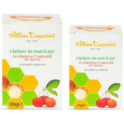 Pachet Laptisor de Matca Pur cu Vitamina C Naturala din Acerola 100g + 25g ALBINA CARPATINA