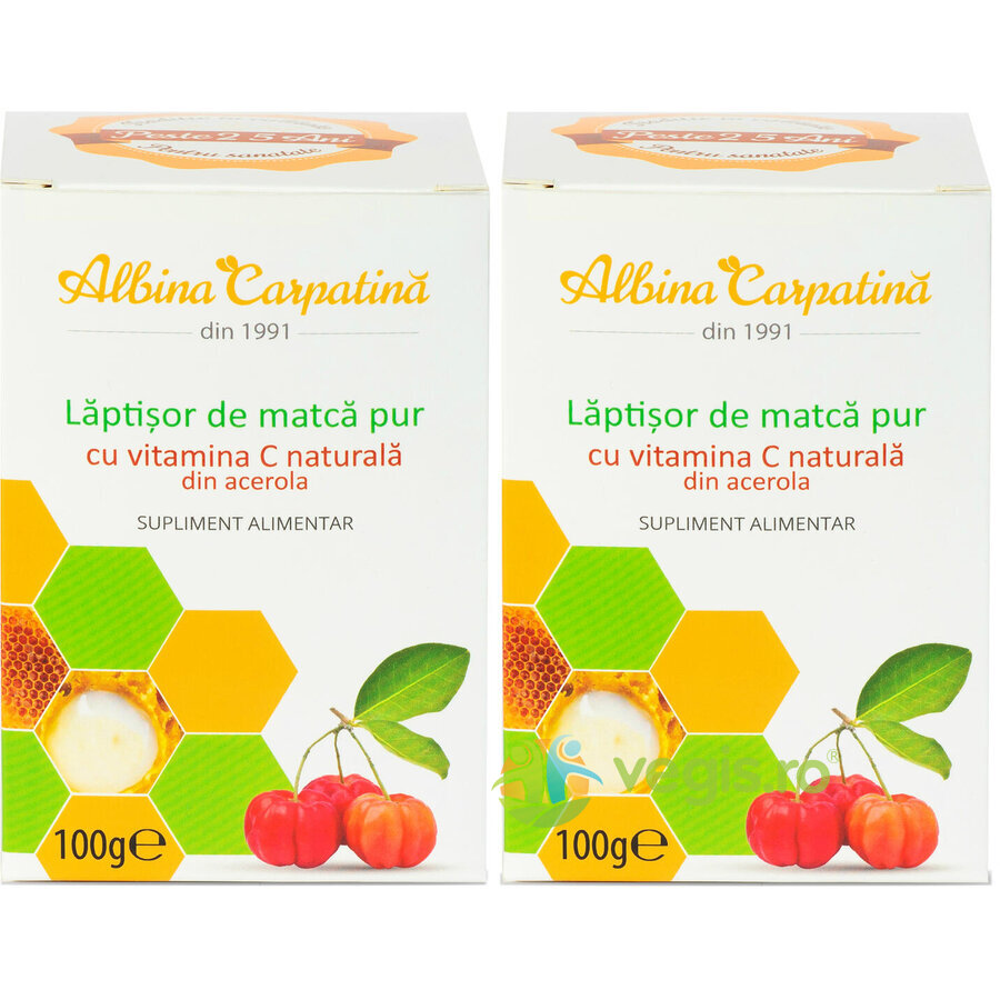 Pachet Laptisor de Matca Pur cu Vitamina C Naturala din Acerola 100g+100g