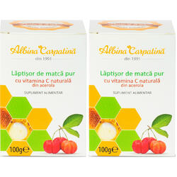 Pachet Laptisor de Matca Pur cu Vitamina C Naturala din Acerola 100g+100g ALBINA CARPATINA