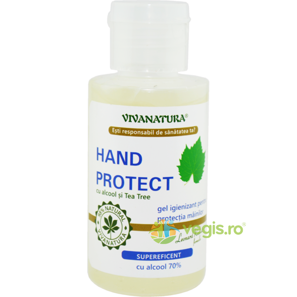Gel igienizant pentru Protectia Mainilor cu 70% Alcool si Tea Tree 100ml, VIVA NATURA, Cosmetice Maini, 1, Vegis.ro