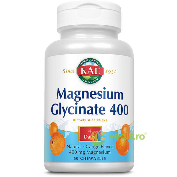 Magnesium Glycinate 400mg 60cps masticabile Secom,, KAL, Capsule, Comprimate, 1, Vegis.ro