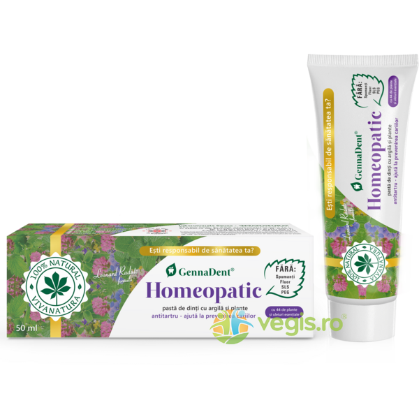 Pasta de Dinti Homeopatic cu Argila si Plante 50ml, VIVA NATURA, Igiena bucala, 1, Vegis.ro