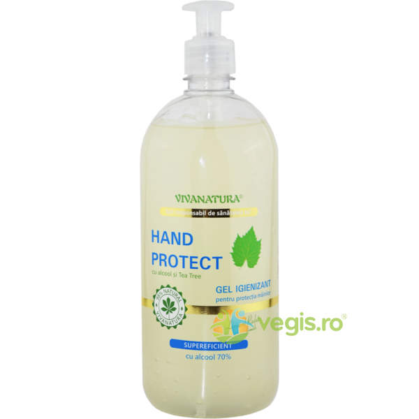 Gel Igienizant pentru Protectia Mainilor cu 70% Alcool si Tea Tree 1L, VIVA NATURA, Cosmetice Maini, 1, Vegis.ro
