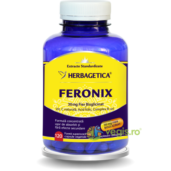 Feronix (Fier Bisglicinat) 120Cps, HERBAGETICA, Capsule, Comprimate, 1, Vegis.ro