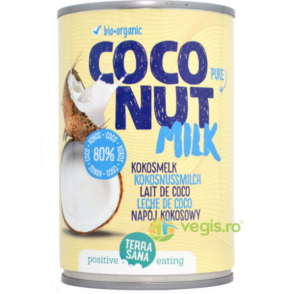 Lapte de Cocos 22% Grasime Ecologic/Bio 400ml, TERRASANA, Produse din Nuca de Cocos, 1, Vegis.ro