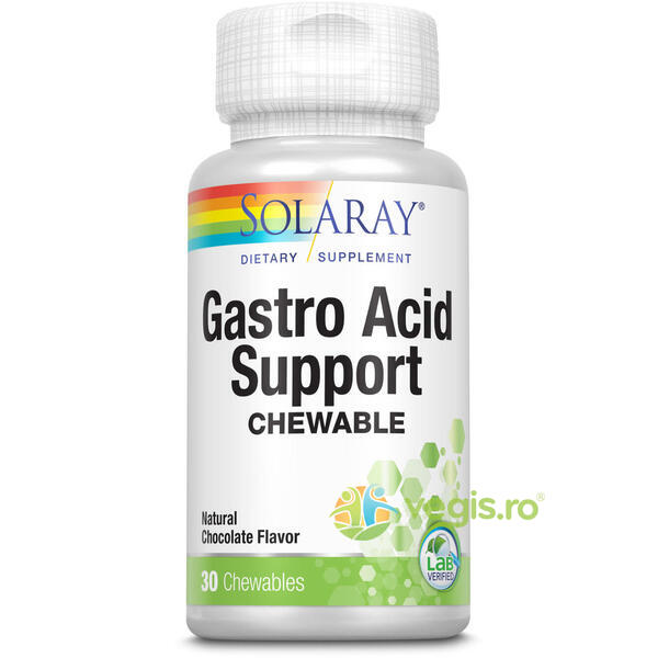 Gastro Acid Support 30tb masticabile Secom,, SOLARAY, Capsule, Comprimate, 1, Vegis.ro
