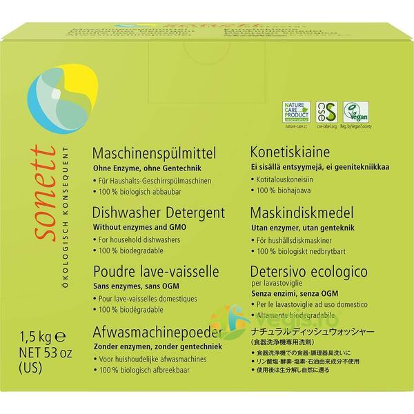 Detergent Praf pentru Masina de Spalat Vase Ecologic/Bio 1.5kg, SONETT, Detergent Vase, 1, Vegis.ro