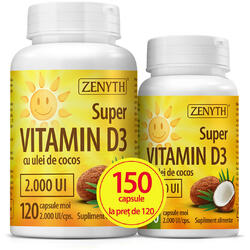 Pachet Super Vitamina D3 2000ui 120cps+30cps ZENYTH PHARMA