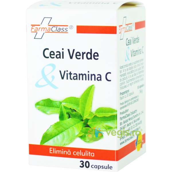 Ceai Verde si Vitamina C 30cps, FARMACLASS, Capsule, Comprimate, 1, Vegis.ro