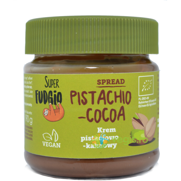 Crema de Fistic cu Ciocolata fara Gluten Ecologica/Bio 190g, SUPER FUDGIO, Ciocolata, 1, Vegis.ro