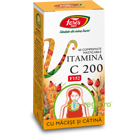 Vitamina C 200mg (F152) 60cpr, FARES, Capsule, Comprimate, 1, Vegis.ro