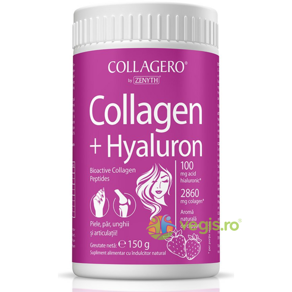 Collagen + Hyaluron  cu Aroma de Capsuni 150g, ZENYTH PHARMA, Pulberi & Pudre, 1, Vegis.ro
