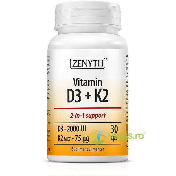 Vitamina D3 + K2 30cps, ZENYTH PHARMA, Capsule, Comprimate, 1, Vegis.ro