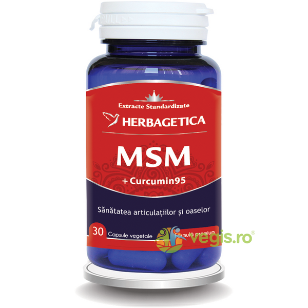 MSM + Curcumin 95 30cps, HERBAGETICA, Capsule, Comprimate, 1, Vegis.ro
