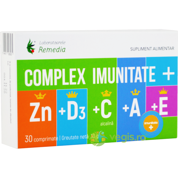 Complex Imunitate Plus (Zn+D3+C+A+E) 30cpr, REMEDIA, Vitamine, Minerale & Multivitamine, 1, Vegis.ro