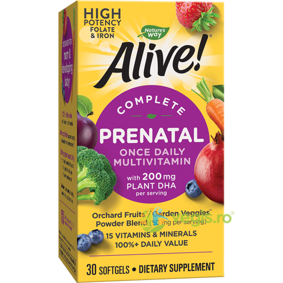 Alive! Prenatal Multi-Vitamin 30cps moi Secom,, NATURE'S  WAY, Capsule, Comprimate, 1, Vegis.ro