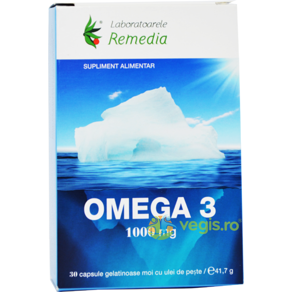 Omega 3 Ulei de Peste 1000mg 30cps, REMEDIA, Capsule, Comprimate, 1, Vegis.ro