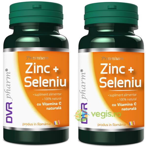 Zinc Seleniu cu Vitamina C Naturala 60cps+60cps, DVR PHARM, Capsule, Comprimate, 1, Vegis.ro