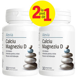 Pachet Calciu Magneziu Vitamina D 30cpr+30cpr ALEVIA